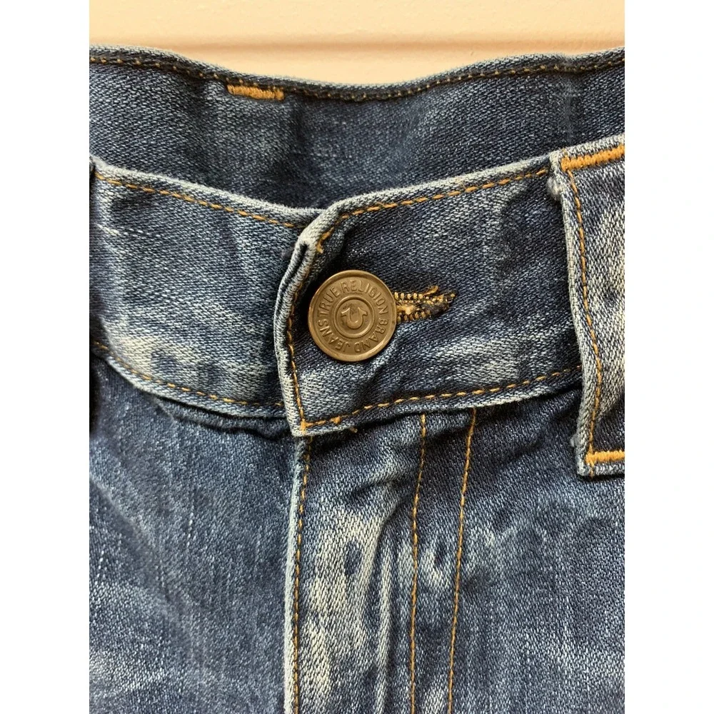 True Religion Geno Relaxed Denim Jeans Men's 34 X29 Made in USA Distressed